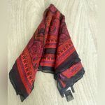 Dana Buchman Vintage 90s 100% Silk Square Scarf Red Paisley Hand Rolled Photo 2