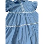 Mainstrip Puffed Sleeve Ric Rac Trimmed Solid Mini Dress Blue Size Large Photo 7