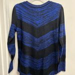Black and Blue Chevron Striped Tunic Sweater Size L Photo 1