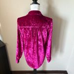 Pilcro and the Letterpress Anthropologie Pilcro Velvet Button Down Shirt Medium PINK Long Sleeve Pockets Photo 3