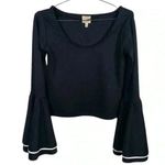 Torn By Ronny Kobo  Black Sabrina Ponte Bell Sleeve Top‎ Photo 1