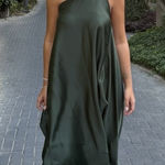 ZARA  Elegant Green One-Shoulder asymmetric maxi Dress evening party Photo 0