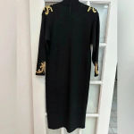 Vintage Antonella Preve New York Black Whimsigoth Gold Beaded Midi Dress Size M Size M Photo 4