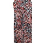 Ann Taylor Orange Navy Keyhole Paisley Sleeveless Maxi Dress Small Petite SP Photo 0