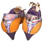 Poetic Licence Heels Victorian Tan Leather Velvet Lace Up Retro Brown Size 10 Photo 2