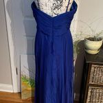 Mac Duggal Flash Vintage Y2k Embellished Bead Spaghetti Strap Fit Flare Draped Train Formal Photo 3