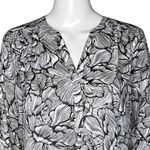 NYDJ Shirt Womens Small Black White Floral Curves 360 Office Casual Versatile Photo 4