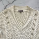 J.Crew  Aran Sweater Cable Knit V-Neck Pullover Cream XS tennis prep Scandi Chic Photo 5