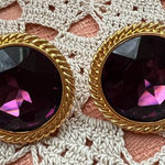 Vintage Napier Royalton Large Purple Crystal and gold tone Screw back Earrings Photo 0