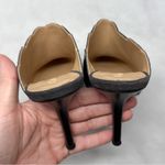 Chloé NEW Chloe Eva Leather Suede Scalloped Pounted Toe Backless Mule Heels Gray 36.5 Photo 7