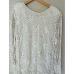 VTG Megere White Sequin Beaded Dress M Long Sleeve Ruffle Hem Formal Wedding Size M Photo 5