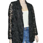 Ungaro Women’s Size M Black Kehlani Floral Eyelet Snap Front Blazer Jacket Size M Photo 3