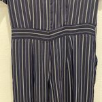 J.O.A. 🍂 Blue V-Neck Wrap Jumpsuit with Short Sleeves Tie Faux Wrap Front | S Photo 5