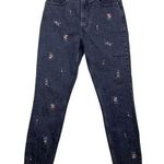 Abercrombie & Fitch The Skinny Highrise Rose Floral Embordered Dark Gray Jeans-4 Photo 0