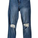Good American  Good Waist Distressed Raw Hem Cropped Skinny Medium Wash Size 2/26 Photo 5
