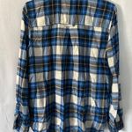 American Eagle  plaid womens large boyfriend fit blue plaid Photo 1