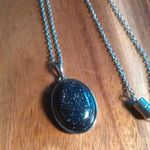 Blue Sandstone Stainless Steel Pendant Necklace Photo 3