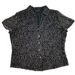 Jones New York  100% Silk Swing Skirt & Blouse Outfit Brown/Gray Dots Size 1X Photo 3