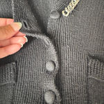 ZARA  100% wool chain link neckline knit waist coat vest black XS Photo 4