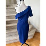 Chiara Boni Arabela Deep Navy Blue Off the Shoulder Sheath Cocktail Dress Size 12 Photo 4