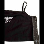 Top Boy London Black Cami Crop Logo Y2K 00s Boho Hippie Top Size M Photo 3