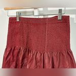 Leifsdottir for Anthropologie Red Leather Smocked Mini Skirt – Size 4 Photo 2