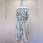 Blue & Ivory Pleated Plisse Skirt Dress KAS ModCloth Cottagecore Boho Milkmaid White Size M Photo 2