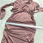 Louna Ruched Knee Length Dress Womens Medium Brown Jersey Long Sleeve V Photo 11