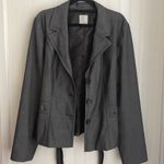 Halogen  Women's Linen Blend Blazer Dark Gray Three Button Tie Belt Lined Size 16 Photo 5