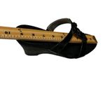 Anne Klein Shoes Womens 8M Black Wedge Patent Slip On Chain Detail Open Toe Photo 9