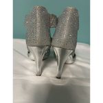 Silver Slipper Sparkle Heels Front Zipper 7 Women's Reflective Heels S Photo 3