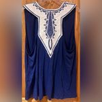 Gibson ‎ x Hi Sugarplum! Malibu Embroidered Racerback Tank Top Blue White Size 2X Photo 3