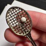 Signed Gerry’s Tennis Racquet Ball Gold Tone Brooch Pin Photo 2