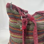The Sak Crochet Shoulder Bag Multicolor Red Strap Boho Tote Purse Handmade Look Photo 4
