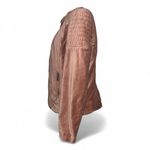 Westport 1962  Womens L‎ Pink Velvet Moto Jacket Full Zip Quilted Shoulder Photo 3