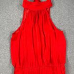 DO+BE High Neck Red Mini Dress Size Large Sleeveless Gathered Waist Bow Pleated Photo 1