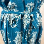 Loft  teal blue button front belted shirt dress size large NWT Photo 2