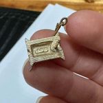 Signed Avon Sewing Thread Spool Button Dangle Gold Tone Lapel Tack Pin Photo 4