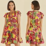 Farm Rio  Linen Blend Yellow Fruit Dream Ruffle Mini Dress Photo 4