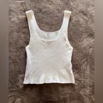 White Ribbed Sweater Tank Top Stretch Women’s Sz Small EUC Photo 1