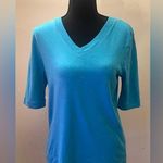 Jones New York - Turquoise V-Neck Quarter-Sleeve Top Size L Photo 0