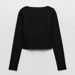 ZARA NWT  BLACK RIBBED ONE BUTTON CLOSURE CARDIGAN BLOGGERS FAV LARGE Photo 6