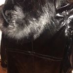 Missguided Black Patent Leather Fur Coat Photo 2