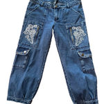 Venus  Womens‎ Size 10 Medium Wash Floral Embroidered Cargo Denim Jean Joggers Photo 0