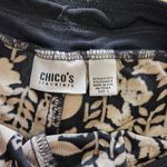 Chico's Travelers Black Tan Wide Leg Pants Lightweight Floral Drawstring Medium Photo 2