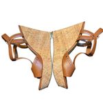 Marc Fisher Shoes Womens Size 9.5M Brown Leather Cork Wedge Sandal Strappy Heel Photo 4