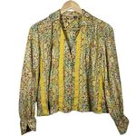 Anthropologie  Pilcro Pintuck Peasant Crochet Floral Blouse Yellow Multi Size S Photo 4