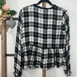 onetheland  Long Sleeve Black White‎ Smocked Plaid Size Large Photo 4