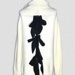 Poof! On The Road oversized Sweater Dress Cowl Neck Open Back Bow Cream sz S Photo 0