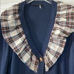 English Factory NWOT Navy Cardigan with Plaid Ruffle Size M Photo 5